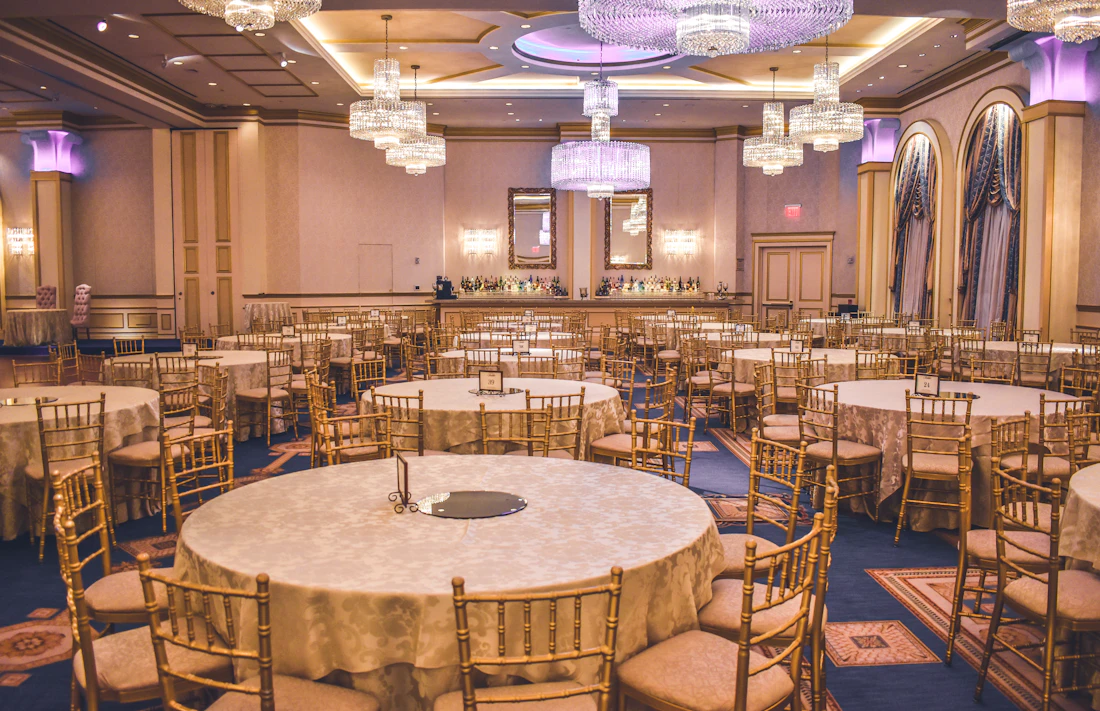 An event venue arranged for a celebration